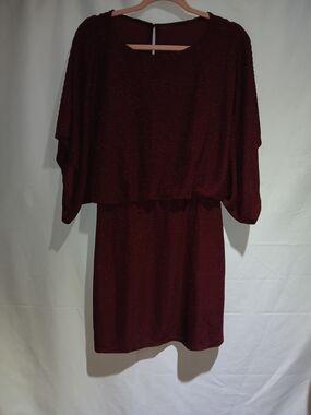 Jessica Howard Burgundy Mini Dress with Blouson Top